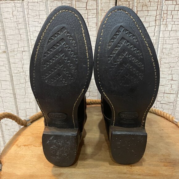 Vintage 60's Custom Cowboy Western Black Leather Boots 10 - Picture 4 of 5